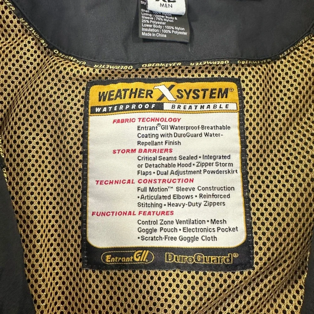 Obermeyer Mach 1 Speed Ski Jacket Mens XL Grey Black Yellow Waterproof Hooded